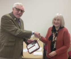 Sandy Frew accepting the Helen Johnson award